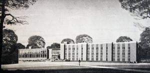 Merciad file photo: This 1965 architectural rendering shows the original plans for the appearance of Zurn Hall.